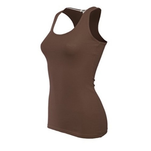 Brown Ribbed Racerback Tank - Picture 3 of 4